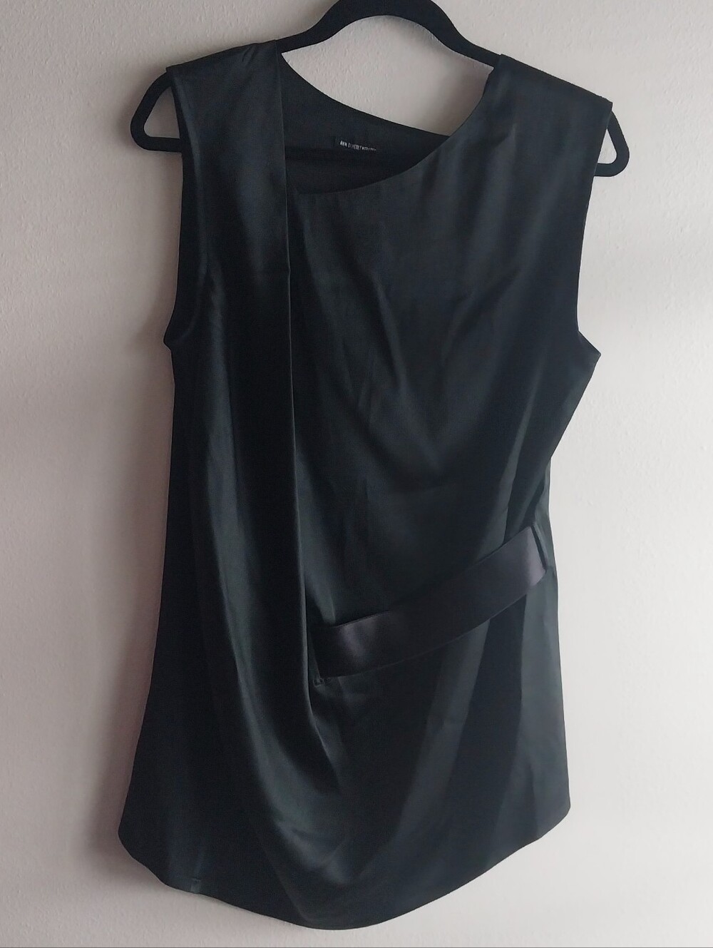 Ann Demeulemeester Black Sleeveless Asymmetrical Drape Tunic Dress
